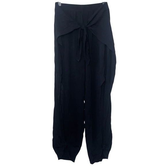 White House Black Market Tie-Front Wrap Beach/Swim Pants Black with Leg Slit Sm - Picture 5 of 15